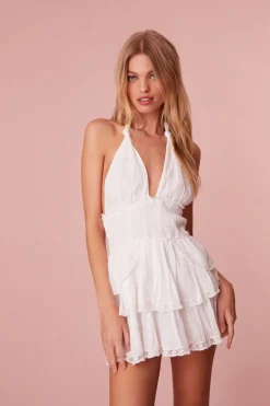 Women LoveShackFancy Deanna Heritage Halter Mini Dress