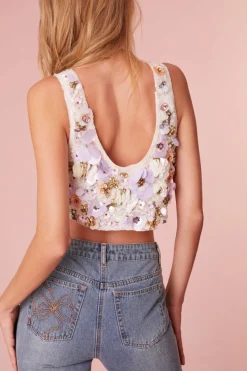 Women LoveShackFancy Denita Hand Beaded Embellished Top