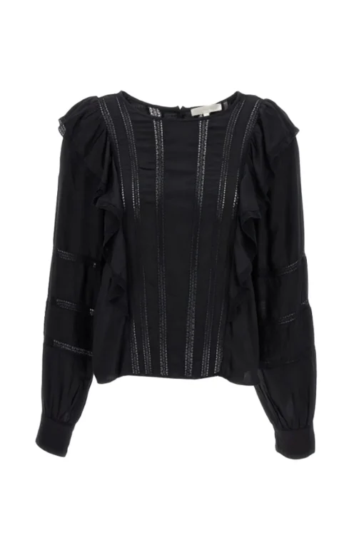 LoveShackFancy Devika Lace Trim Blouse