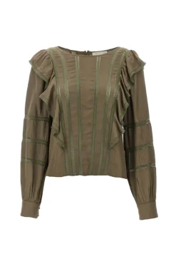 LoveShackFancy Devika Lace Trim Blouse