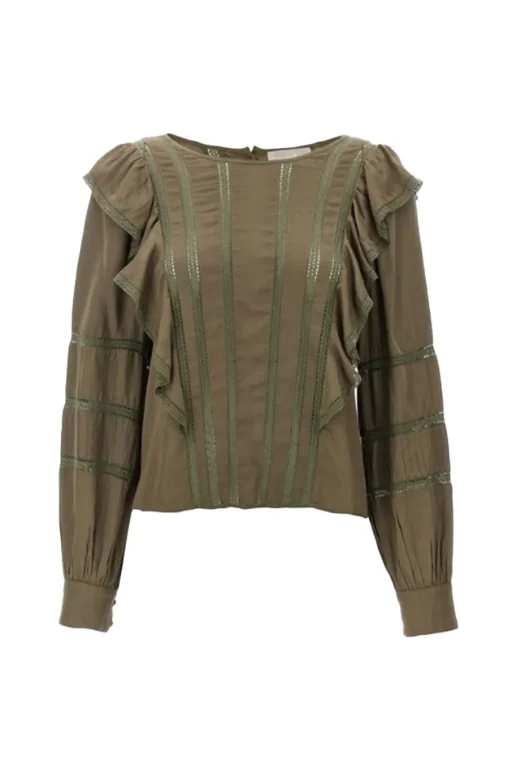 LoveShackFancy Devika Lace Trim Blouse