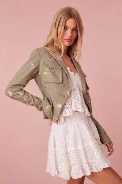 Women LoveShackFancy Dolisa Embroidered Military Jacket
