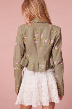 Women LoveShackFancy Dolisa Embroidered Military Jacket