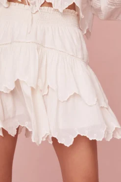 Women LoveShackFancy Donahue Embroidered Tier Mini Skirt