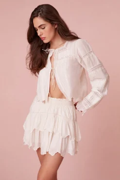 Women LoveShackFancy Donahue Embroidered Tier Mini Skirt