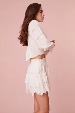 Women LoveShackFancy Donahue Embroidered Tier Mini Skirt