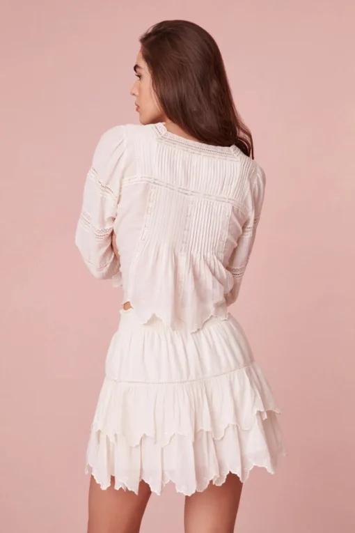 Women LoveShackFancy Donahue Embroidered Tier Mini Skirt