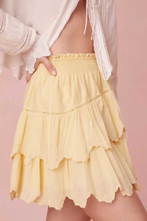 Women LoveShackFancy Donahue Embroidered Tier Mini Skirt