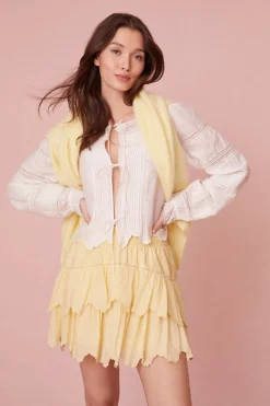Women LoveShackFancy Donahue Embroidered Tier Mini Skirt