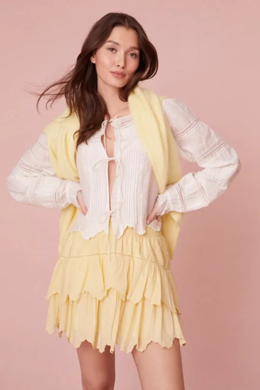 Women LoveShackFancy Donahue Embroidered Tier Mini Skirt