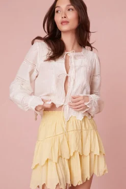 Women LoveShackFancy Donahue Embroidered Tier Mini Skirt