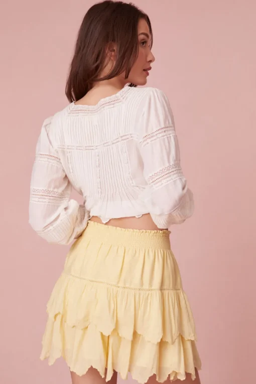 Women LoveShackFancy Donahue Embroidered Tier Mini Skirt