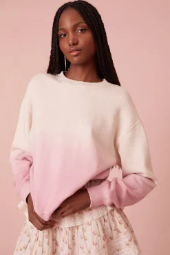 Women LoveShackFancy Elvira Dip Dyed Embroidered Sweatshirt