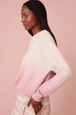 Women LoveShackFancy Elvira Dip Dyed Embroidered Sweatshirt
