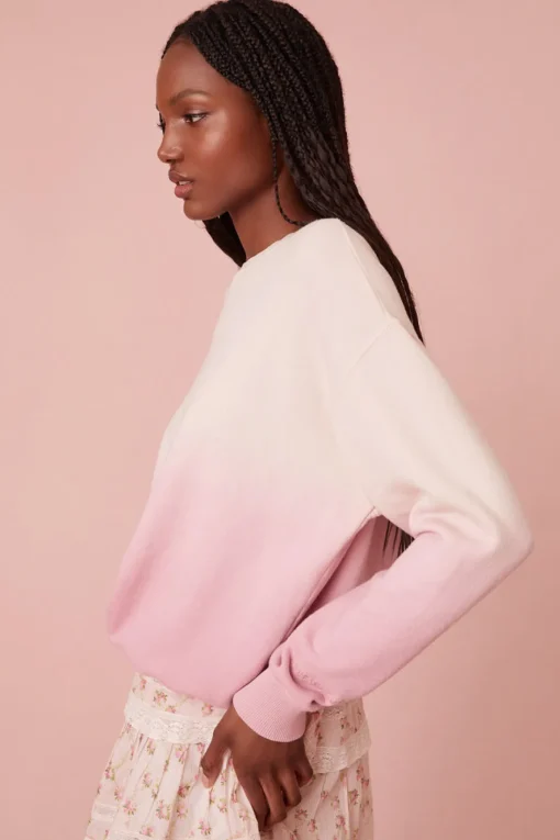 Women LoveShackFancy Elvira Dip Dyed Embroidered Sweatshirt