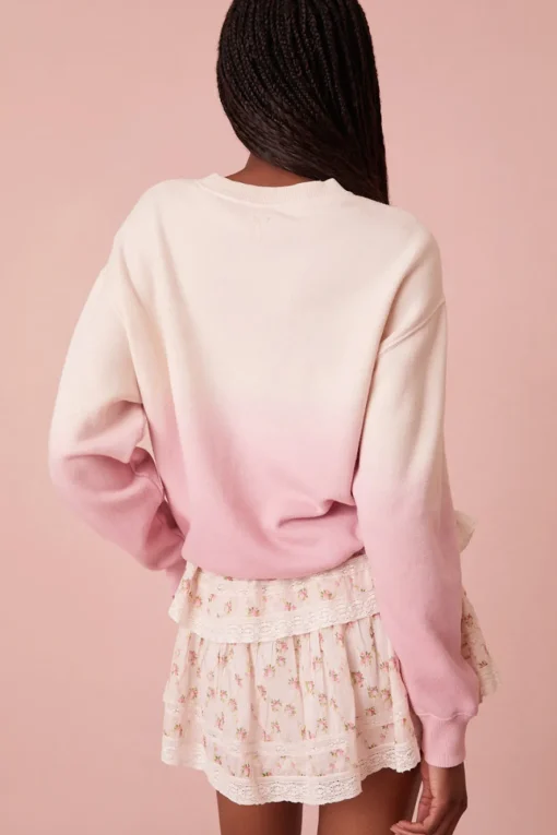 Women LoveShackFancy Elvira Dip Dyed Embroidered Sweatshirt
