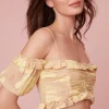 Women LoveShackFancy Emalin Cropped Off-Shoulder Top