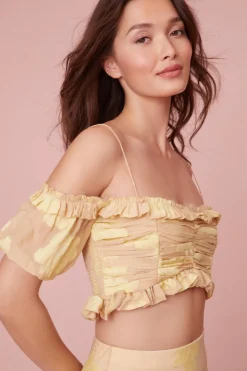 Women LoveShackFancy Emalin Cropped Off-Shoulder Top