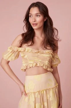 Women LoveShackFancy Emalin Cropped Off-Shoulder Top