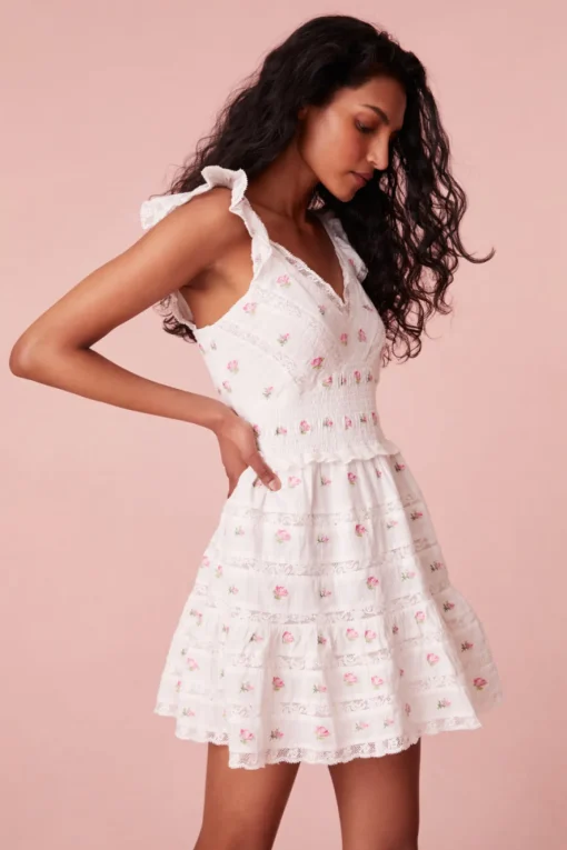 Women LoveShackFancy Finny Cotton Ikat Floral Mini Dress