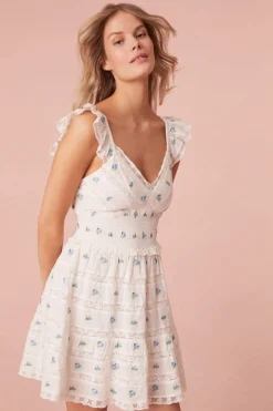 Women LoveShackFancy Finny Cotton Ikat Floral Mini Dress