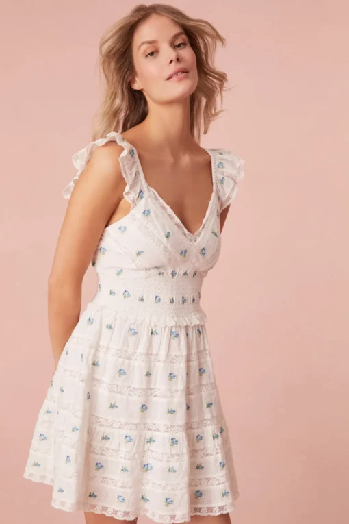 Women LoveShackFancy Finny Cotton Ikat Floral Mini Dress