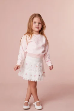 LoveShackFancy Girls Coralette Embroidered Cotton Skirt