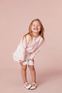 LoveShackFancy Girls Coralette Embroidered Cotton Skirt