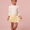 LoveShackFancy Girls Cotton Yellow Billie Skirt