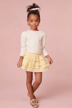 LoveShackFancy Girls Cotton Yellow Billie Skirt