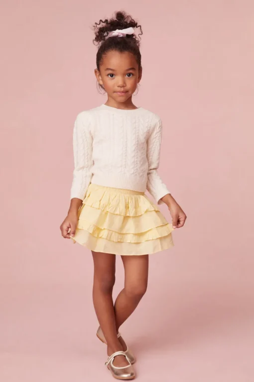 LoveShackFancy Girls Cotton Yellow Billie Skirt