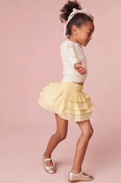 LoveShackFancy Girls Cotton Yellow Billie Skirt