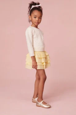 LoveShackFancy Girls Cotton Yellow Billie Skirt