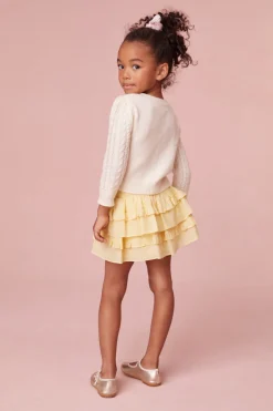 LoveShackFancy Girls Cotton Yellow Billie Skirt
