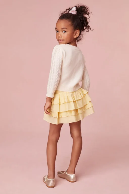 LoveShackFancy Girls Cotton Yellow Billie Skirt