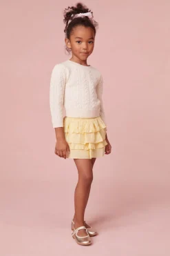 LoveShackFancy Girls Cotton Yellow Billie Skirt