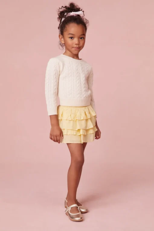 LoveShackFancy Girls Cotton Yellow Billie Skirt