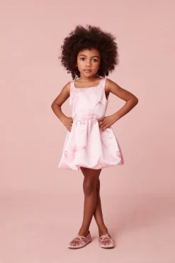 LoveShackFancy Girls Eilie Jacquard Taffeta Bow Dress