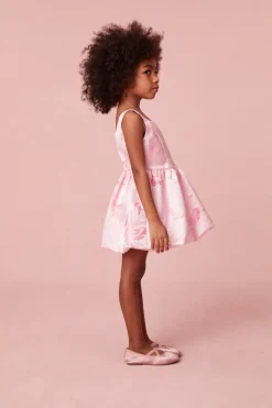 LoveShackFancy Girls Eilie Jacquard Taffeta Bow Dress