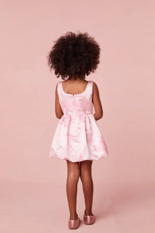 LoveShackFancy Girls Eilie Jacquard Taffeta Bow Dress