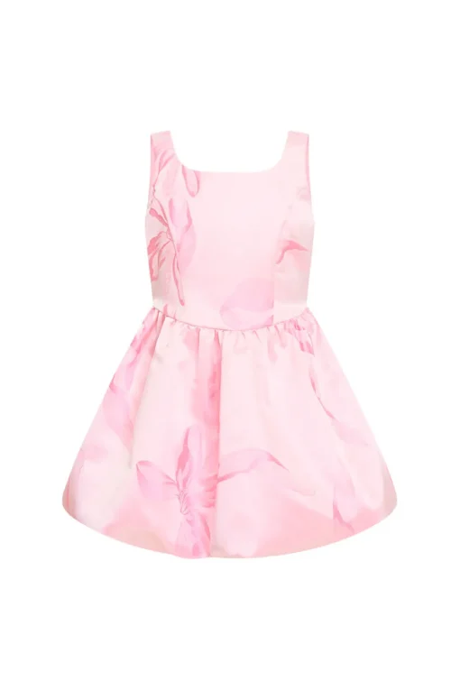 LoveShackFancy Girls Eilie Jacquard Taffeta Bow Dress