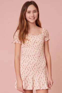 LoveShackFancy Girls Mosa Cotton Floral Dress