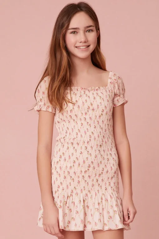 LoveShackFancy Girls Mosa Cotton Floral Dress