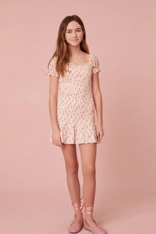 LoveShackFancy Girls Mosa Cotton Floral Dress