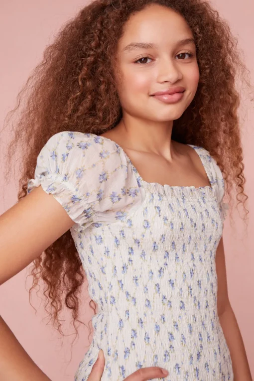 LoveShackFancy Girls Mosa Cotton Floral Dress