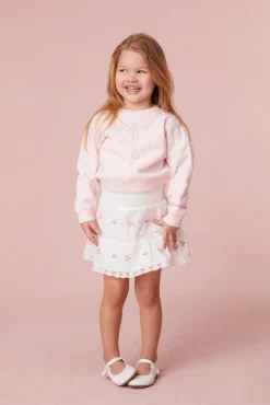 LoveShackFancy Girls Oaklee Pullover Bow Sweater