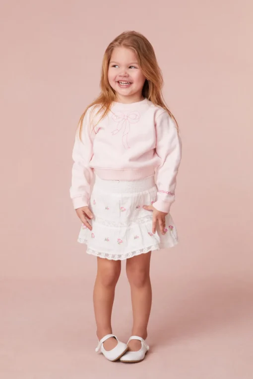 LoveShackFancy Girls Oaklee Pullover Bow Sweater
