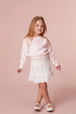 LoveShackFancy Girls Oaklee Pullover Bow Sweater