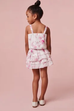 LoveShackFancy Girls Pink Floral Billie Skirt