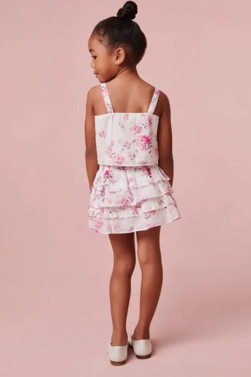 LoveShackFancy Girls Pink Floral Billie Skirt